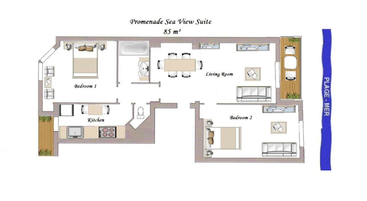 Sea Front Suite - Panoramic View With Terrace - 85 M Niza Exterior foto